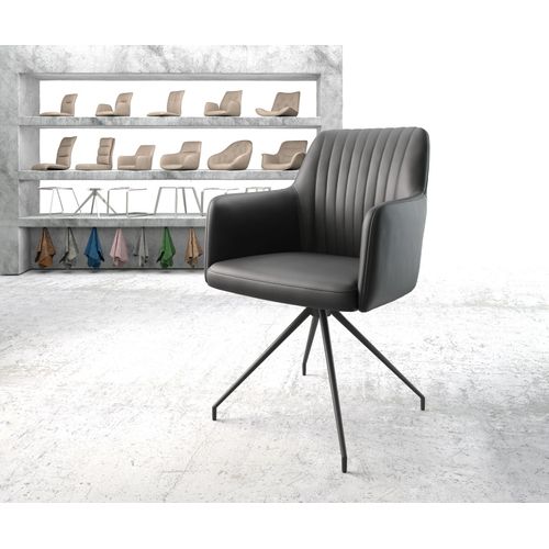 Chaise Pivotante Greg-Flex Cadre Croisé Conique Noir Cuir Véritable Noir