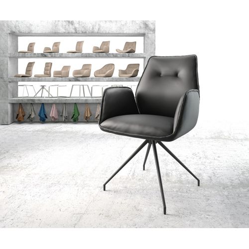 Chaise Pivotante Zoa-Flex Cadre Croisé Conique Noir Cuir Véritable Noir