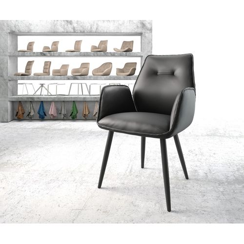 Fauteuil Zoa-Flex 4-Pieds Conique Noir Cuir Véritable Noir