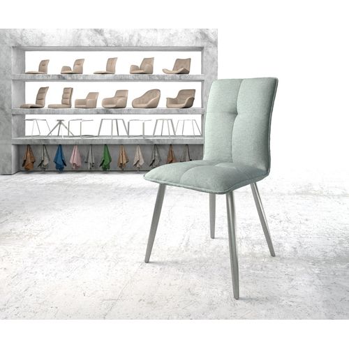 Chaise Maddy-Flex 4-Pieds Conique Acier Inoxydable Rayures Gris Mente