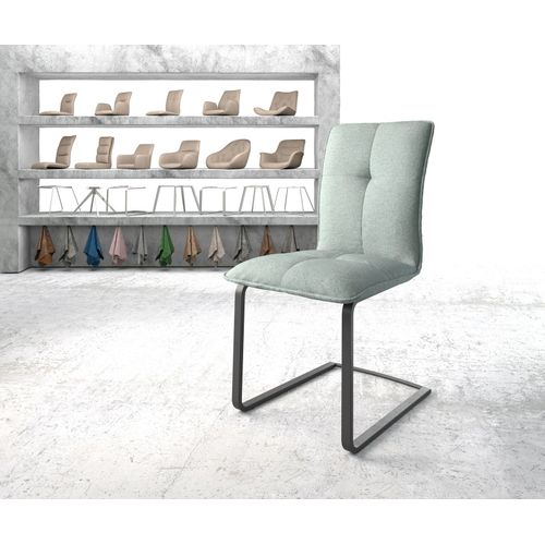 Chaise Maddy-Flex Cantilever Plat Noir Rayures Gris Mente