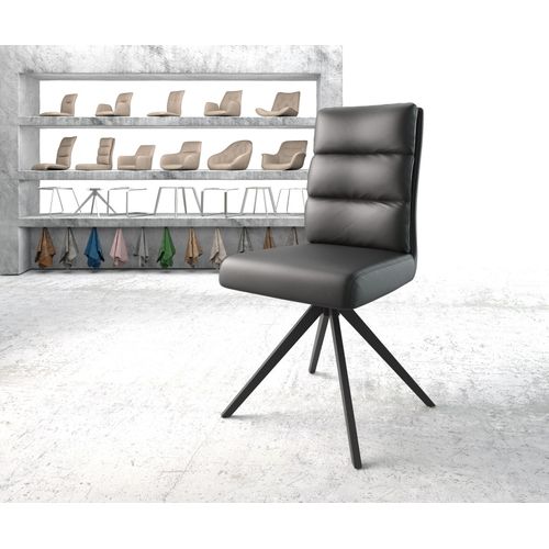 Chaise Pivotante Pela-Flex Cadre Croisé Angulaire Noir Cuir Véritable Noir