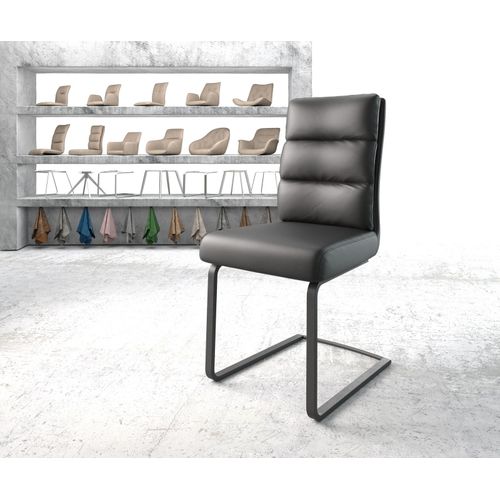 Chaise Pela-Flex Cantilever Plat Noir Cuir Véritable Noir