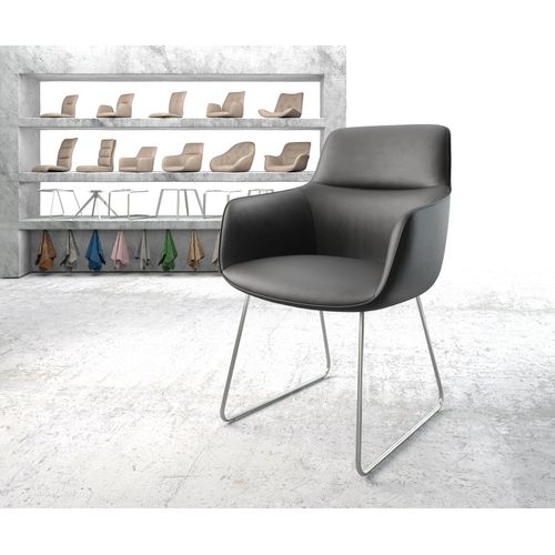 Chaise Pejo-Flex Cadre Croisé Acier Inoxydable Cuir Véritable Noir