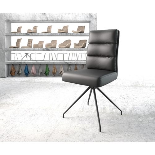 Chaise Pivotante Pela-Flex Cadre Croisé Conique Noir Cuir Véritable Noir