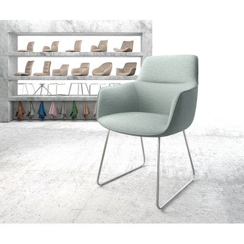 Chaise Pejo-Flex Cadre Croisé Acier Inoxydable Rayures Gris Mente