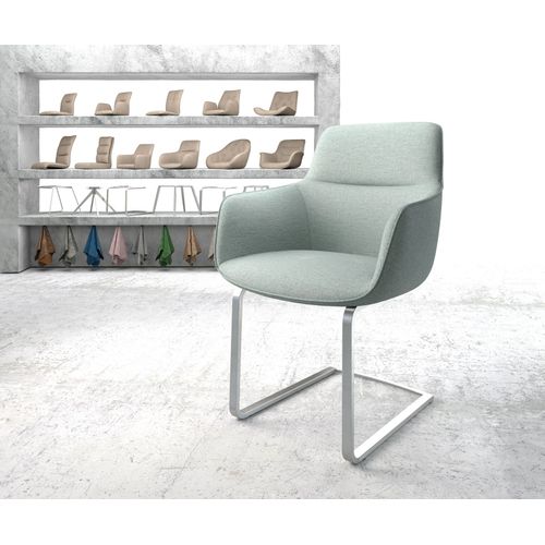 Chaise Pejo-Flex Cantilever Plat Acier Inoxydable Rayures Gris Mente