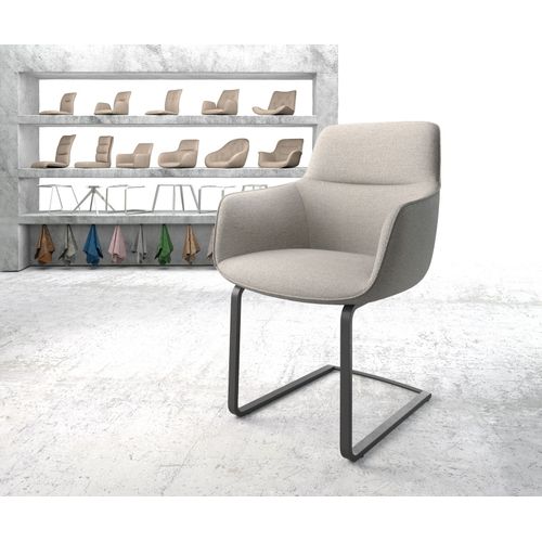 Chaise Pejo-Flex Cantilever Plat Noir Rayures Gris Clair