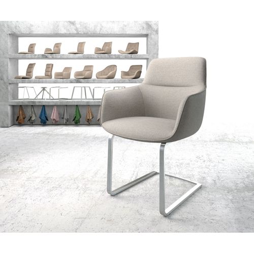 Chaise Pejo-Flex Cantilever Plat Acier Inoxydable Rayures Gris Clair