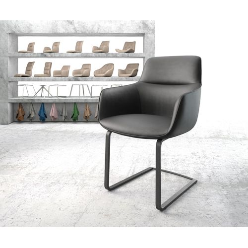 Chaise Pejo-Flex Cantilever Plat Noir Cuir Véritable Noir