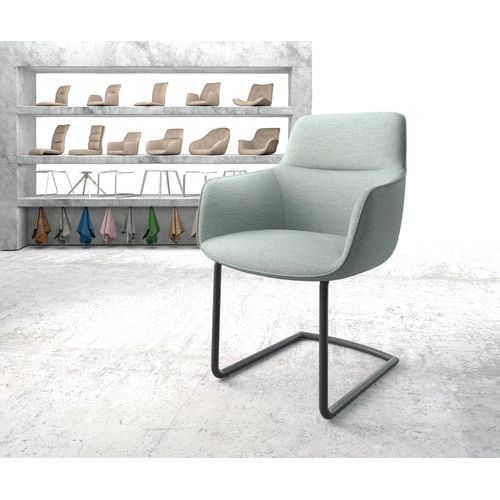 Chaise Pejo-Flex Cantilever Rond Noir Rayures Gris Mente