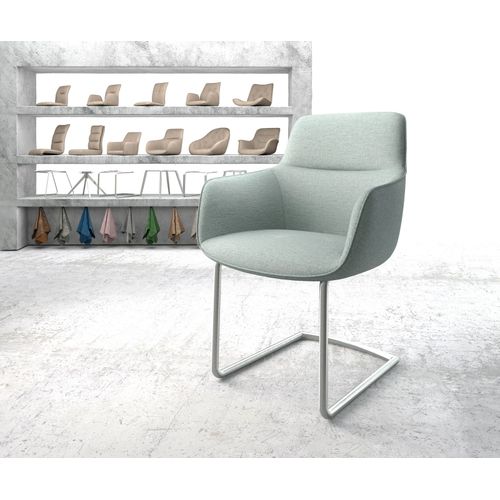 Chaise Pejo-Flex Cantilever Rond Acier Inoxydable Rayures Gris Mente