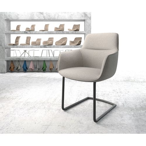 Chaise Pejo-Flex Cantilever Rond Noir Rayures Gris Clair
