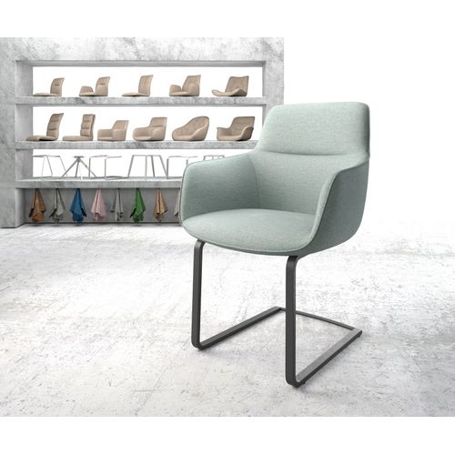 Chaise Pejo-Flex Cantilever Plat Noir Rayures Gris Mente