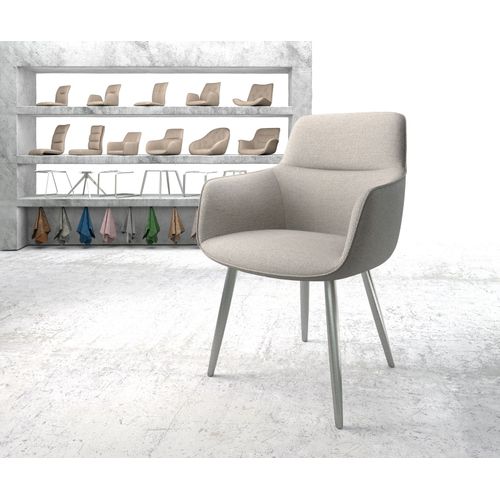 Chaise Pejo-Flex 4-Pieds Conique Acier Inoxydable Rayures Gris Clair