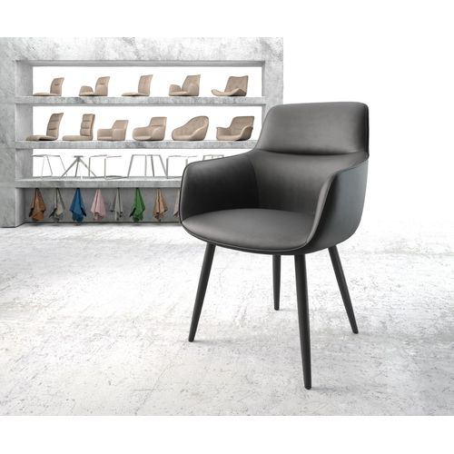 Chaise Pejo-Flex 4-Pieds Conique Noir Cuir Véritable Noir