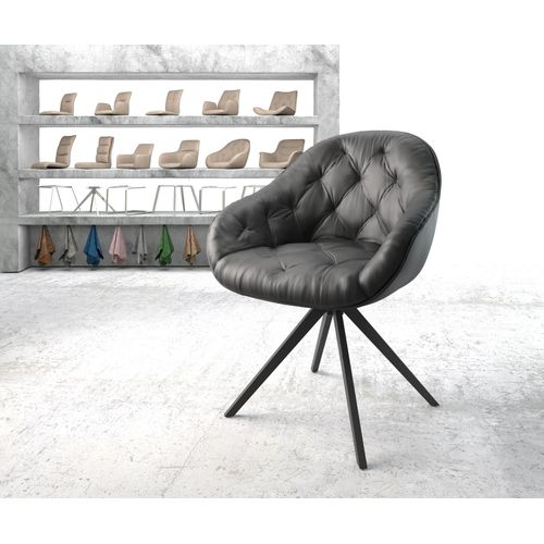 Chaise Pivotante Gaio-Flex Cadre Croisé Angulaire Noir Cuir Véritable Noir