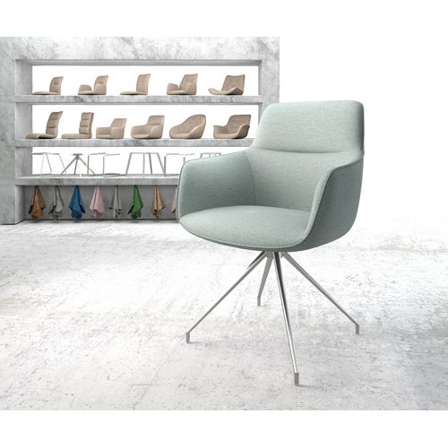 Chaise Pivotante Pejo-Flex Cadre Croisé Conique Acier Inoxydable Rayures Gris Mente