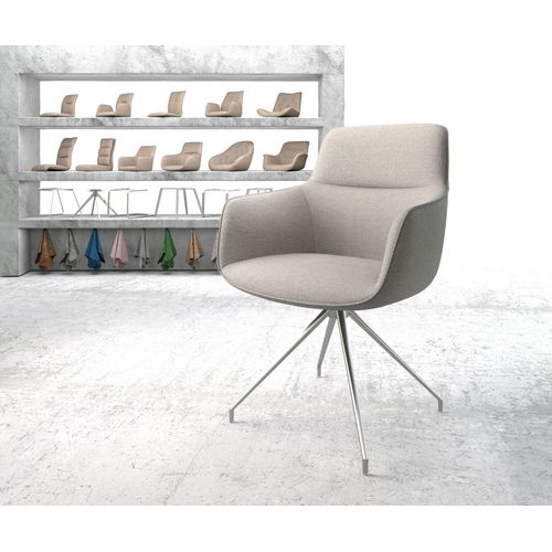 Chaise Pivotante Pejo-Flex Cadre Croisé Conique Acier Inoxydable Rayures Gris Clair