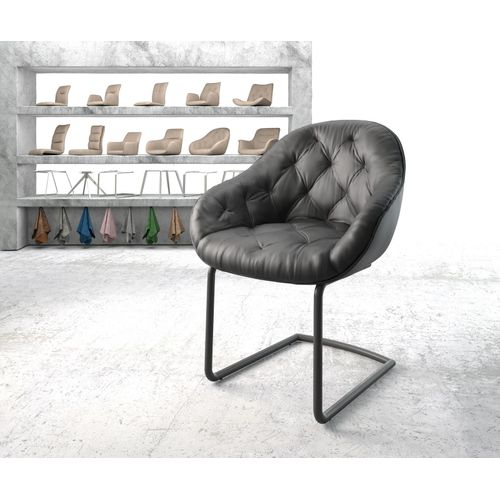 Fauteuil Gaio-Flex Cantilever Rond Noir Cuir Véritable Noir