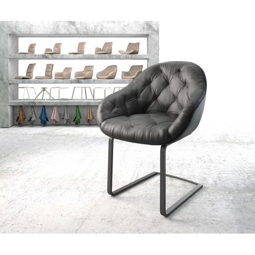 Fauteuil Gaio-Flex Cantilever Plat Noir Cuir Véritable Noir