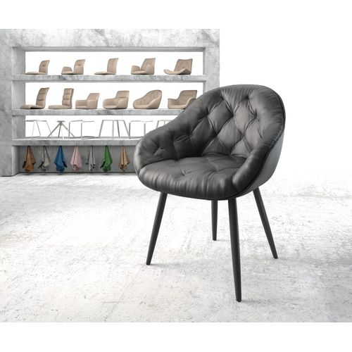 Fauteuil Gaio-Flex 4-Pieds Conique Noir Cuir Véritable Noir