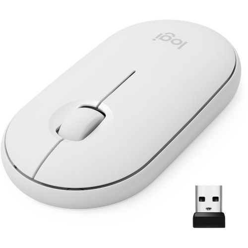 Logitech Pebble M350 - Souris - optique - 3 boutons - sans fil - 2.4 GHz, Bluetooth - récepteur sans fil USB - blanc cassé