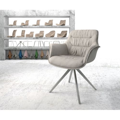 Chaise Pivotante Kaira-Flex Cadre Crois? Angulaire Acier Inoxydable Rayures Gris Clair