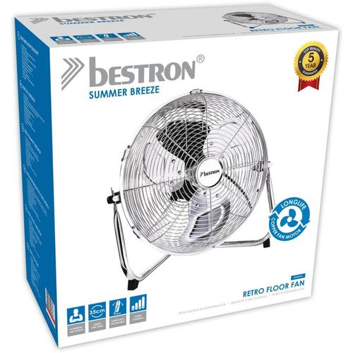 Bestron Retro DFA30CH - Ventilateur - pose au sol - 35 cm - chrome