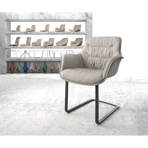 Fauteuil Kaira-Flex Cantilever Plat Noir Rayures Gris Clair