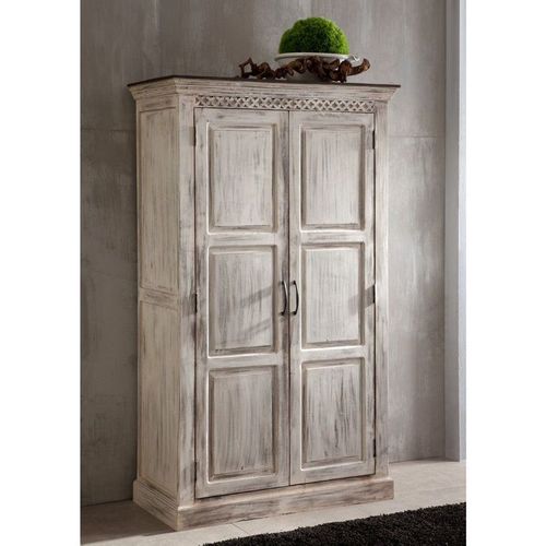 Armoire 105x50 Manguier Ciré Blanc Antique Castle-Antik 221
