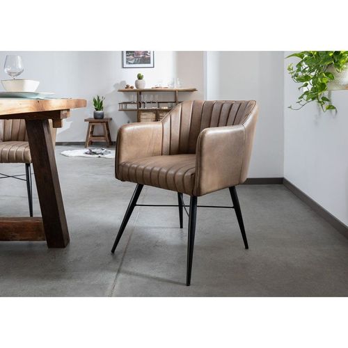 Chaise 54x68 Cuir Beige Iron Label 12