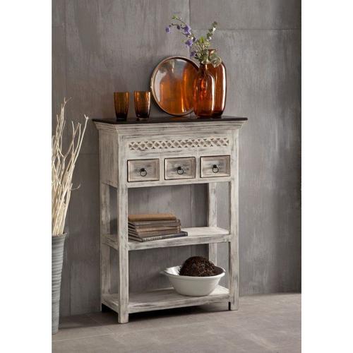 Console 80x35 Manguier Ciré Blanc Antique Castle-Antik 235