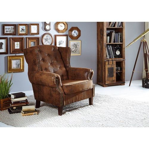 Fauteuil 102x93 100% Polyester Brun Chesterfield