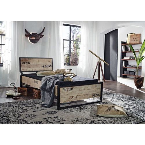 Lit Simple 100x200 Manguier Brut Imprimé Bois Naturel Factory 137