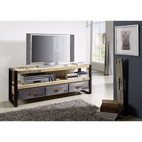Meuble Tv 150x40 Manguier Brut Imprimé Bois Naturel Factory 106