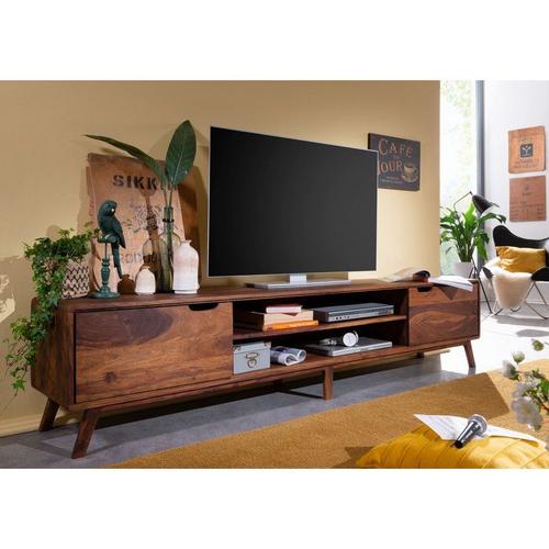 Meuble Tv 220x40 Palissandre Laqué Noisette Malmö 2 124