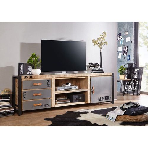 Meuble Tv 200x45 Manguier Brut Imprimé Bois Naturel Factory 133