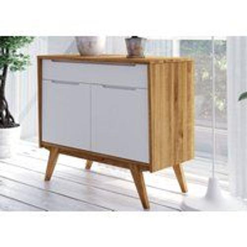 Buffet 100x48 Chêne Sauvage Huilé Blanc Original Retro 07