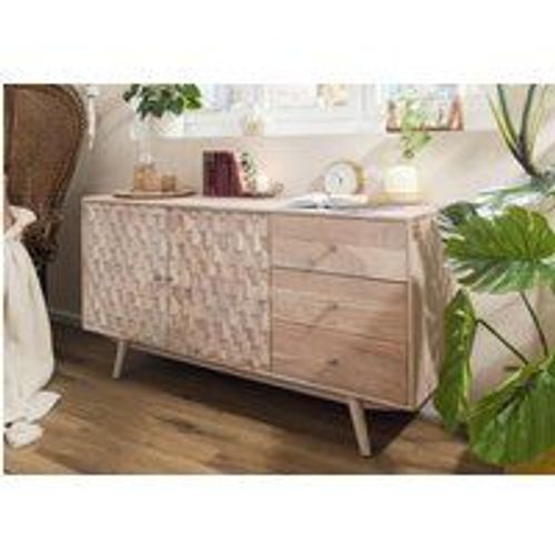 Buffet 145x42 Acacia Laqué Blanc Mosayk 206