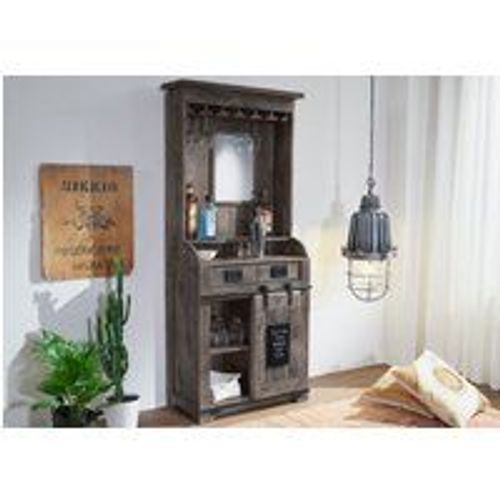 Meuble Bar 75x35 Manguier Laqué Gris Railway 241
