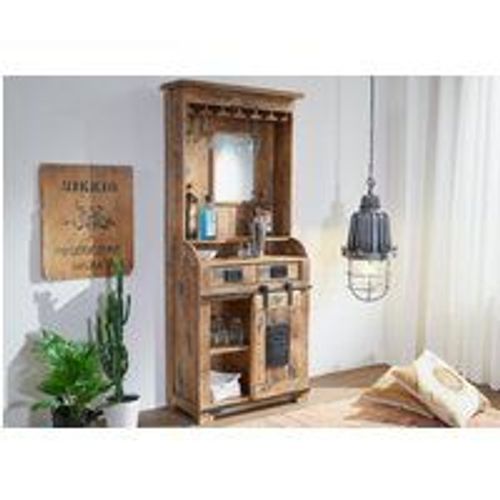 Meuble Bar 75x35 Manguier Laqué Bois Naturel Railway 141