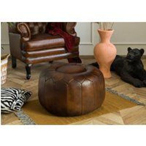 Pouf 60x60 Cuir Brun Chesterfield 18