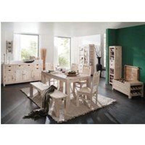 Table À Manger 160x90 Acacia Blanchi Blanc Nature White 104