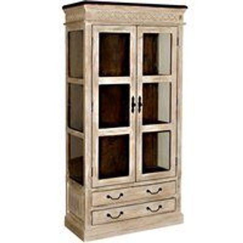 Vitrine 90x45 Manguier Ciré Blanc Antique Castle-Antik 71