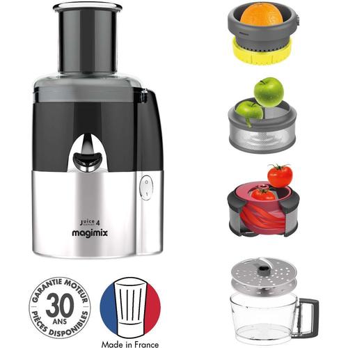 Magimix Juice Expert 4 - Extracteur de jus / presse citron / hachoir - 400 Watt - chrome noir/mat