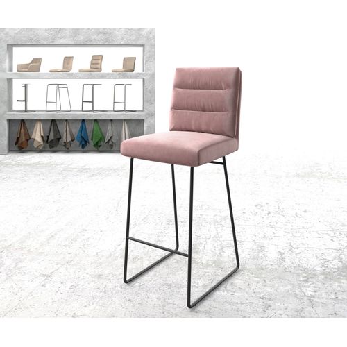 Chaise-De-Bar Pela-Flex Cadre À Patins Métal Velours Rosé