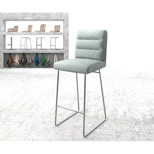 Chaise-De-Bar Pela-Flex Cadre À Patins Acier Inoxydable Rayures Menthe