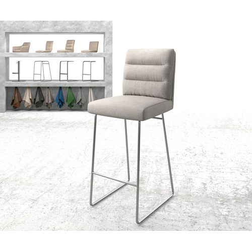 Chaise-De-Bar Pela-Flex Cadre À Patins Acier Inoxydable Rayures Gris Clair