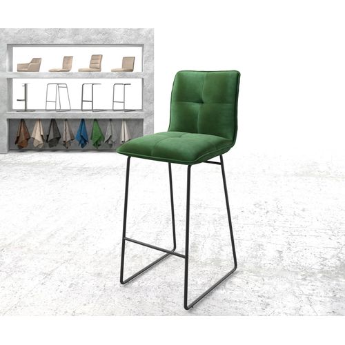 Chaise-De-Bar Maddy-Flex Cadre À Patins Métal Velours Vert